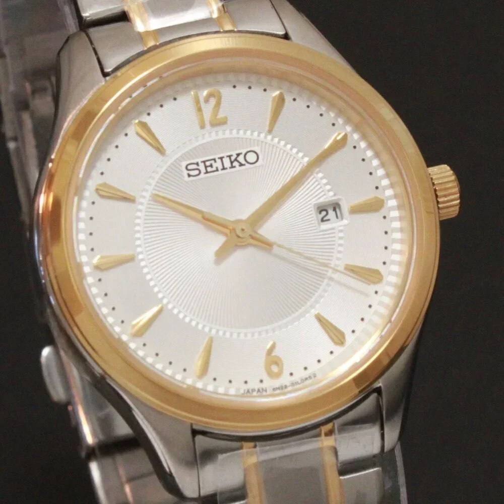 Ladies Seiko Essentials Two Tone Textured Dial 30mm